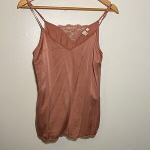 Anthropology Lace Trim Silk Camisole - Dusty Rose, size M